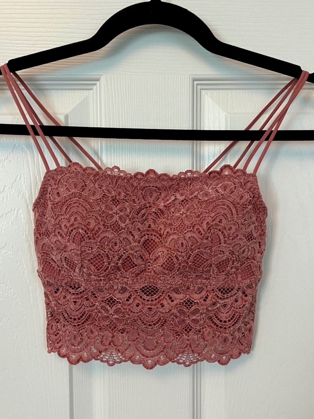 Gilly Hicks Hollister Velvet Lace Bralette XS Mauve Pink Boho Coquette Luxe